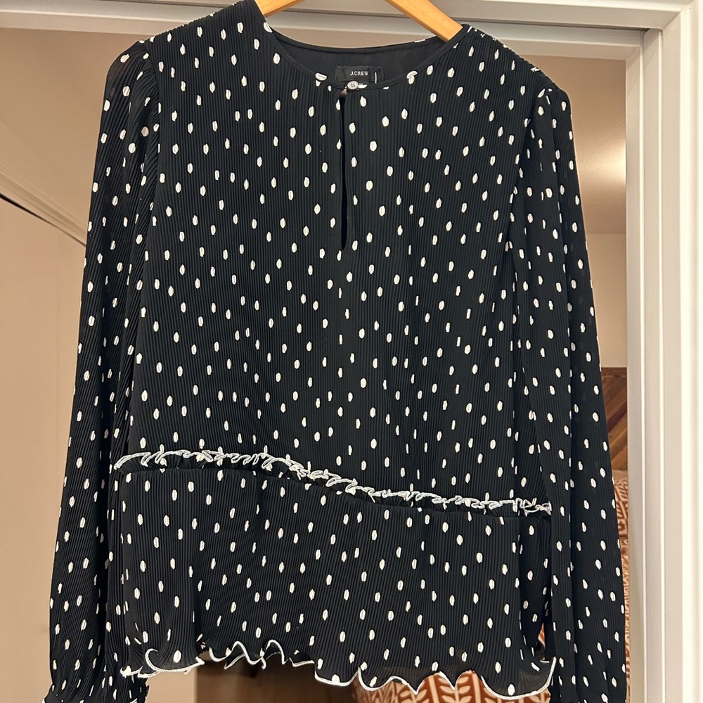 J. Crew Black and White Polka Dot Blouse
